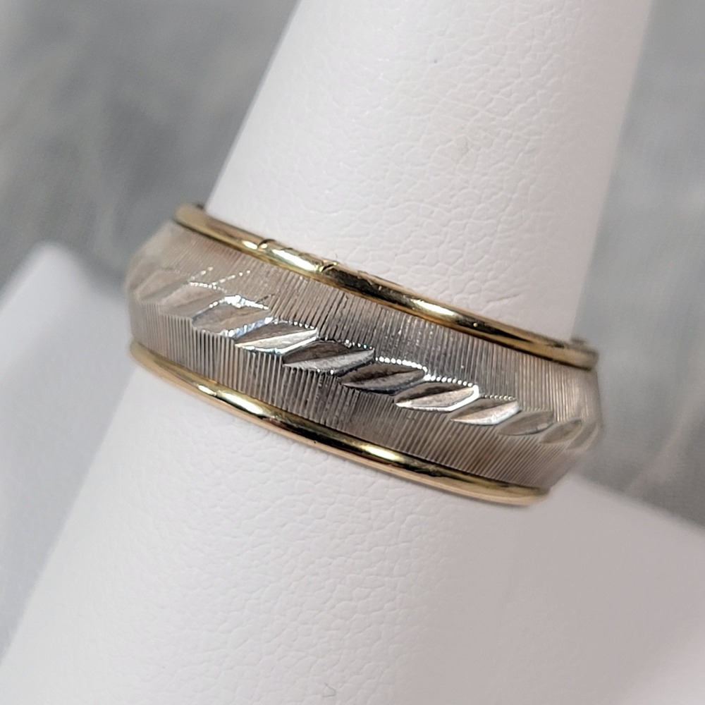 Vintage 10K Gold Filled Sterling Silver Two Tone Band Ring Size 9